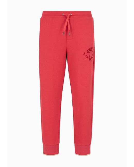 Pantaloni Jogger In Cotone Con Stampa Laterale di Armani Exchange in Red da Uomo