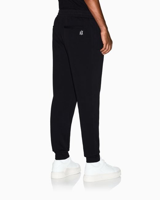 ARMANI EXCHANGE Black Bonded Stretch Cotton Joggers With Ribbed Cuffs Icon for men