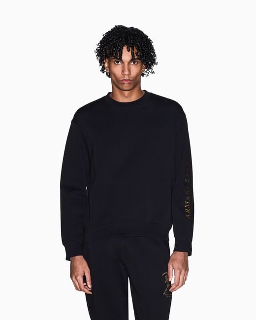 ARMANI EXCHANGE Black Crewneck Sweatshirt With Logo And Horse Print On The Back for men