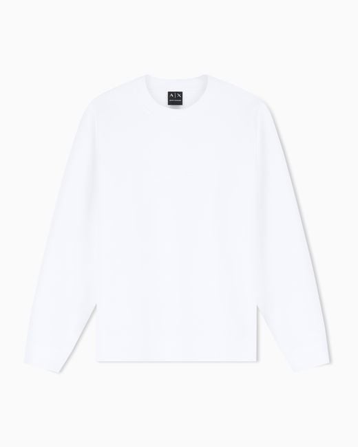 ARMANI EXCHANGE White Stretch Bonded Cotton Sweatshirt for men