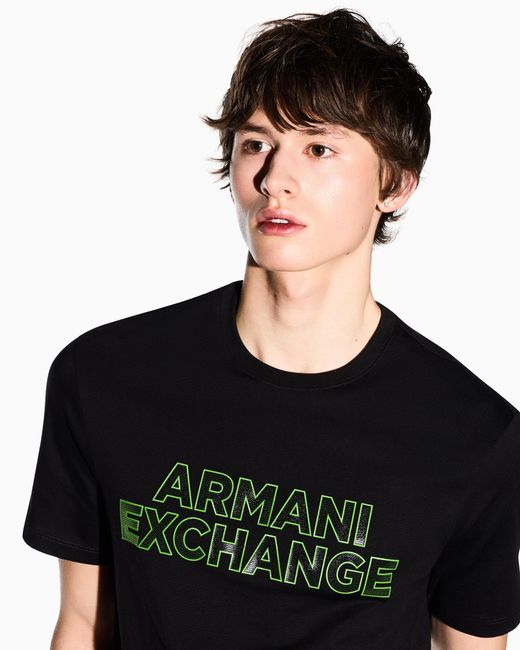 ARMANI EXCHANGE Black Slim Fit Cotton T-Shirt for men