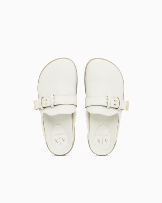 ARMANI EXCHANGE White Sabot With Buckle And Detail