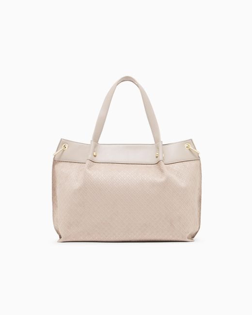 ARMANI EXCHANGE Natural Fabric Shopper With Allover Logo