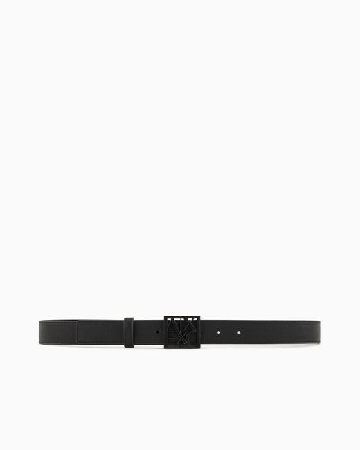 ARMANI EXCHANGE White Adjustable Belt With Matte Finish And Square Cut-Out Buckle