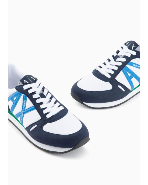 Armani Exchange Sneaker Aus Öko-wildleder, Mesh Und Nylon in Blue für Herren