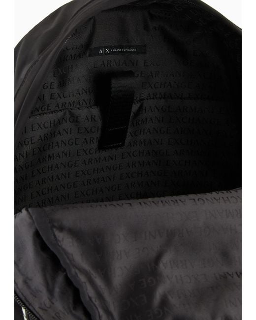 Armani Exchange Black Fabric Backpack With Logo for men