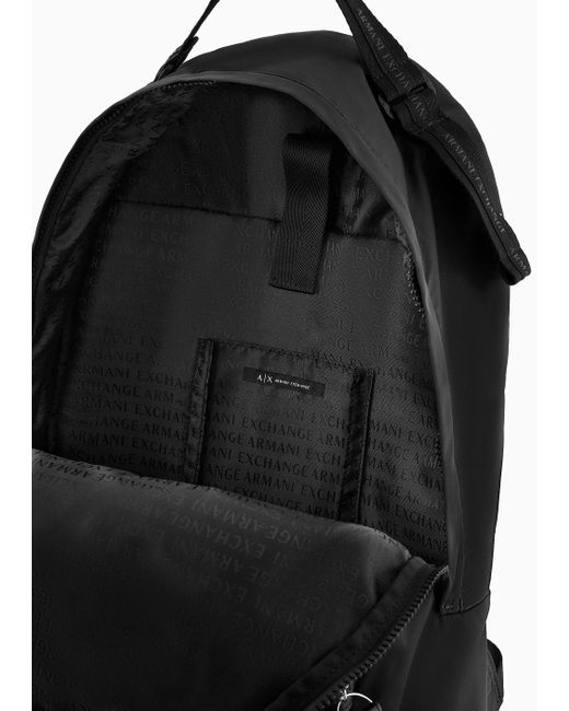 Armani Exchange Black Backpack In Asv Recycled Fabric for men
