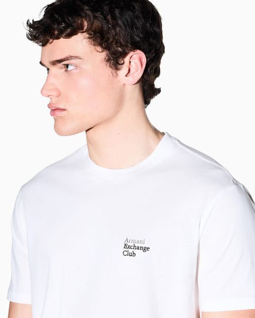 ARMANI EXCHANGE White Regular Fit T-Shirt for men
