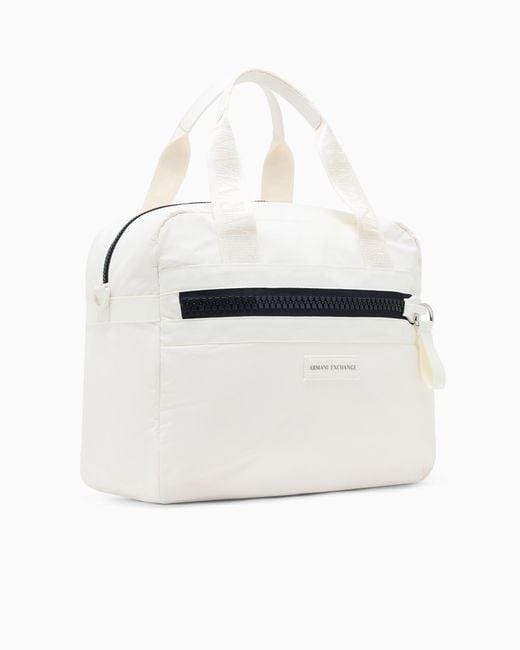 ARMANI EXCHANGE White Travel Bag With Contrasting Details for men