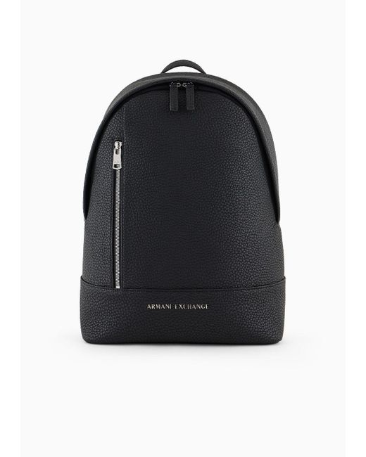 Armani Exchange Black Backpack In Coated Fabric for men