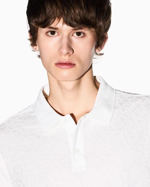 ARMANI EXCHANGE White Jacquard Polo Shirt for men