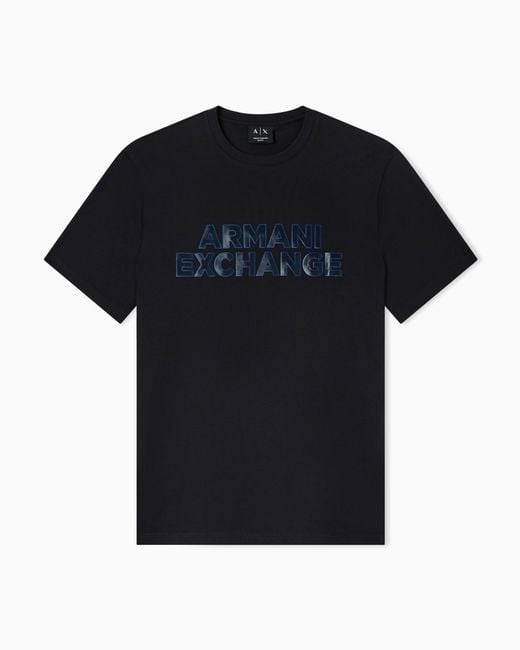 ARMANI EXCHANGE Black Slim Fit Cotton T-Shirt for men