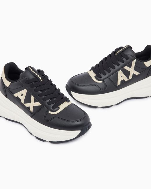 ARMANI EXCHANGE White Sneakers With Metallic Details And Rubber Sole