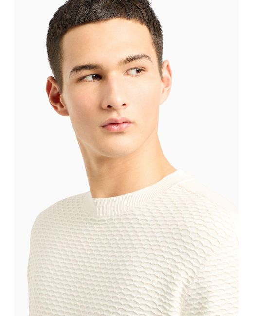 Armani Exchange White Cotton Crew-neck Sweater for men