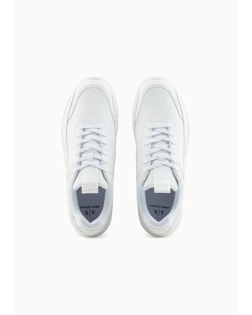 Armani Exchange White A | X Armani Exchange Bronx Solid Colored Leather Low Top Sneaker for men