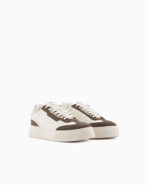 ARMANI EXCHANGE White Technical Fabric Sneakers for men