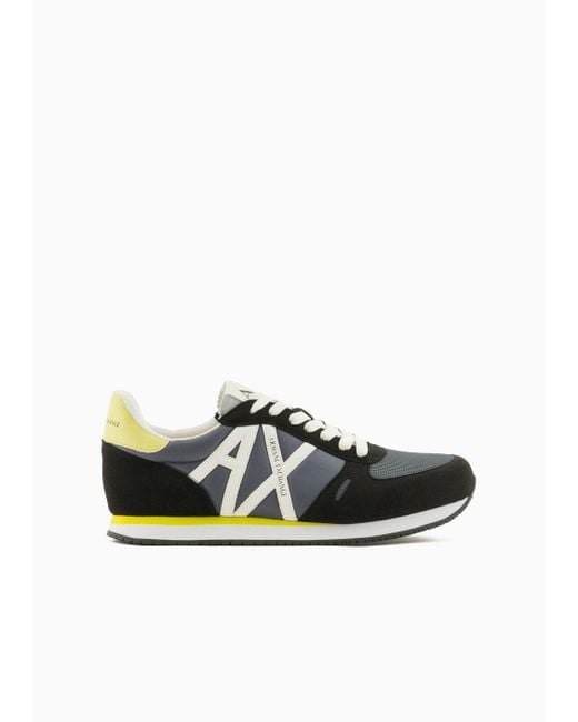 Armani Exchange Yellow Sneakers In Eco-suede, Mesh And Nylon for men
