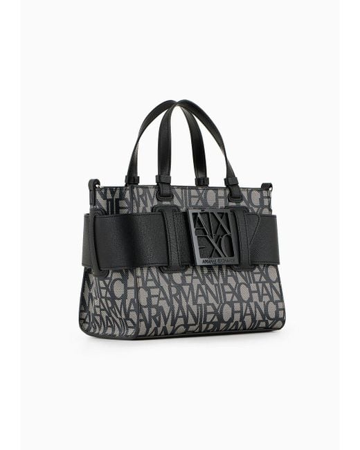 Armani Exchange Black Medium Tote Bag With Contrasting Detail