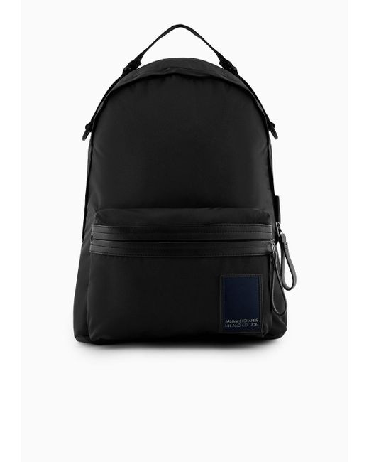Armani Exchange Black Backpack In Asv Recycled Fabric for men