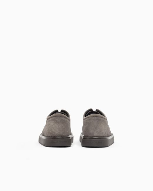ARMANI EXCHANGE Gray Laced Shoes Regular Fit Suede With Rubber Sole for men