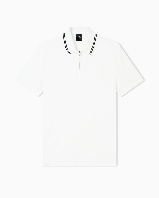 ARMANI EXCHANGE White Regular Fit Cotton Polo Shirt for men