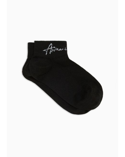 Armani Exchange Black Short Socks With Logo