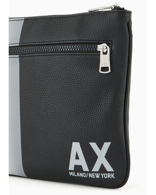 Armani Exchange Black Crossbody Bag With Contrasting Band And Logo for men