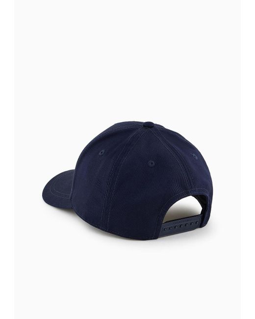 Armani Exchange Blue Hat With Visor In Asv Organic Cotton for men