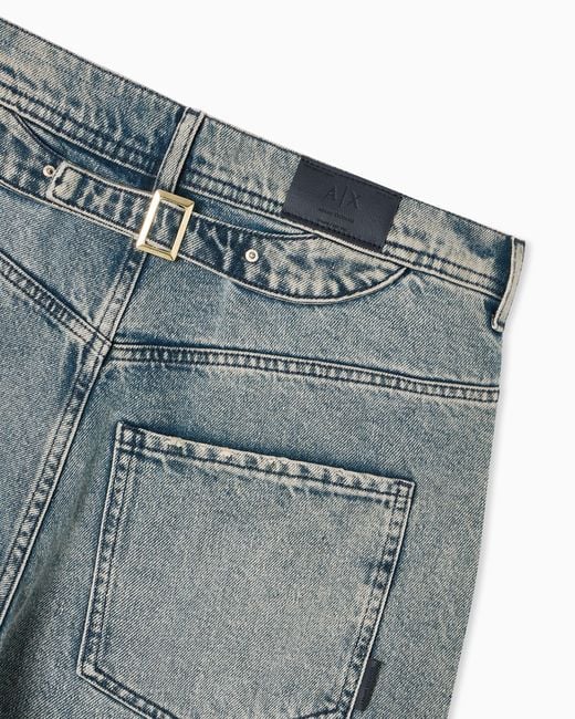 ARMANI EXCHANGE Blue Relaxed Fit Distressed Denim Pants