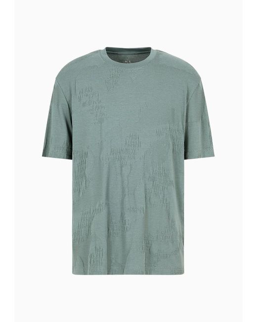 Armani Exchange Green Regular Fit T-shirt In Jacquard Fabric for men
