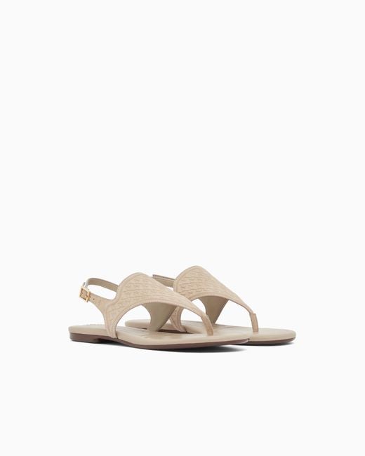ARMANI EXCHANGE White Microsuede Sandals With Embossed Logo