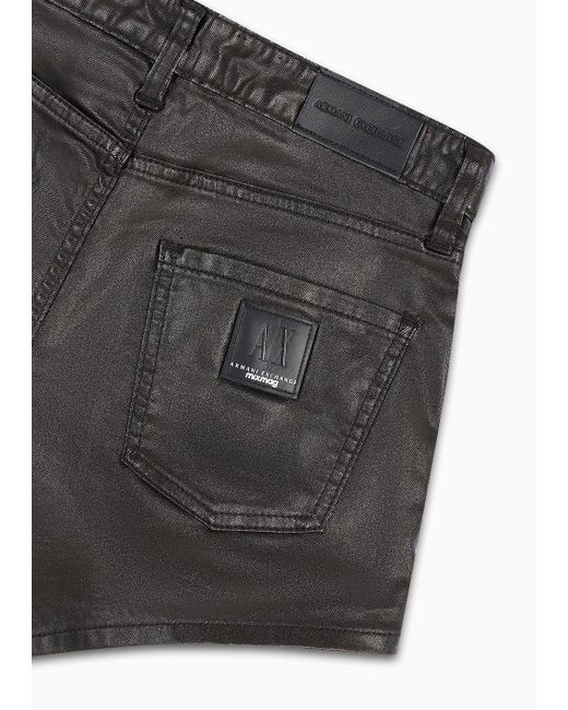 Armani Exchange Black Asv Coated Cotton Shorts