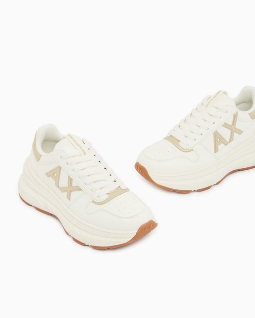 ARMANI EXCHANGE White Sneakers With Metallic Details And Rubber Sole