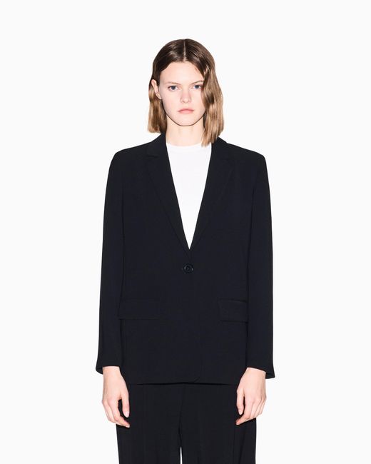 ARMANI EXCHANGE Black Single-Breasted Oversized Jacket With One Button
