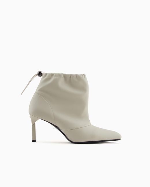 ARMANI EXCHANGE Women's White Heeled Ankle Boots With Drawstring