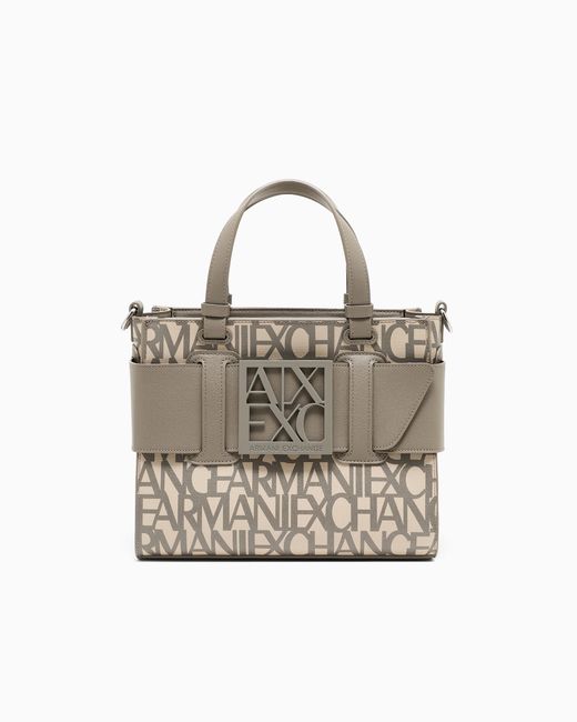 ARMANI EXCHANGE White Natural Fabric Shopping Bags