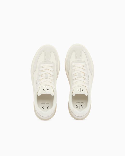 ARMANI EXCHANGE White Sneakers With Suede Inserts for men