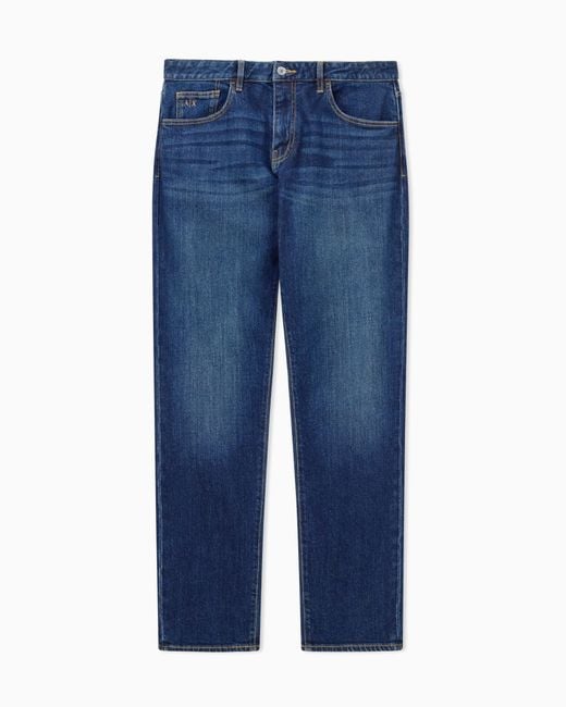 ARMANI EXCHANGE Blue Comfort Slim-Fit Cotton Denim Jeans With Fading Essential for men