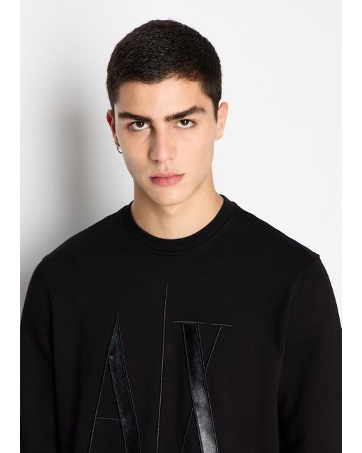 Armani Exchange Black Sweatshirts Without Hood for men