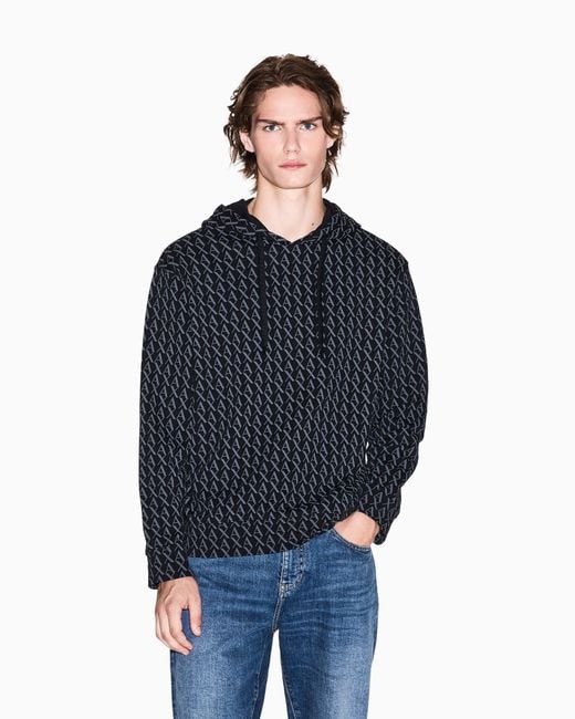 Sweat À Capuche Avec Logo Intégral ARMANI EXCHANGE pour homme en coloris Blue