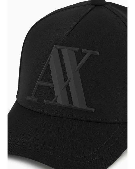 Armani Exchange Black Rubberised Logo Baseball Cap for men