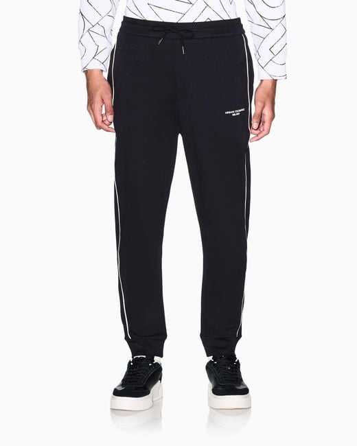 ARMANI EXCHANGE Black Interlock Trousers for men