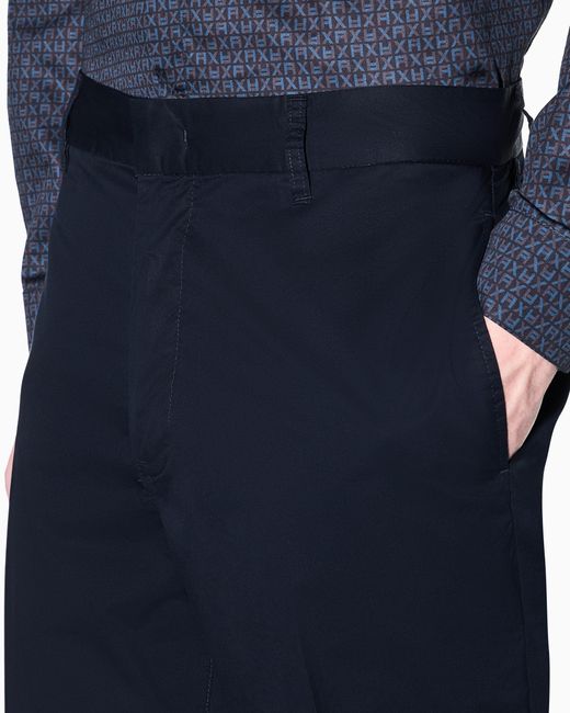 ARMANI EXCHANGE Blue Classic Comfort Cotton Twill Trousers for men