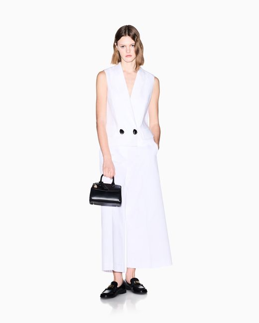 ARMANI EXCHANGE White Double-Breasted Linen Twill Waistcoat