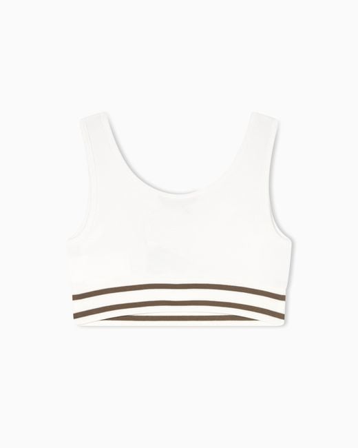 ARMANI EXCHANGE White Cropped Top With Contrasting Trim