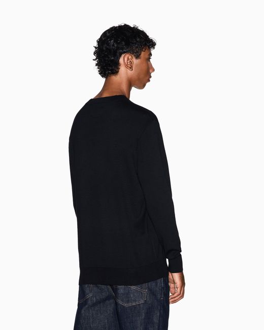 ARMANI EXCHANGE Black Crew Neck Sweater for men