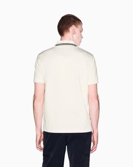 ARMANI EXCHANGE White Regular Fit Polo Shirt Mercerized Cotton Jersey for men
