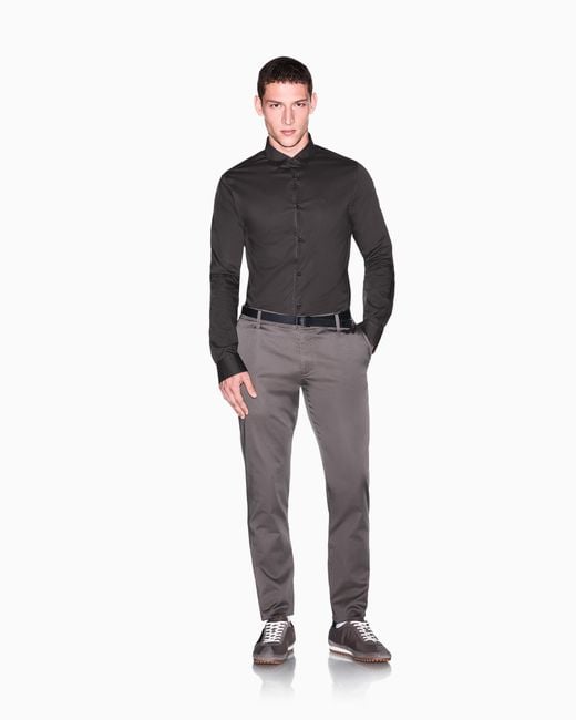 ARMANI EXCHANGE Gray Slim-Fit Shirt Essential for men