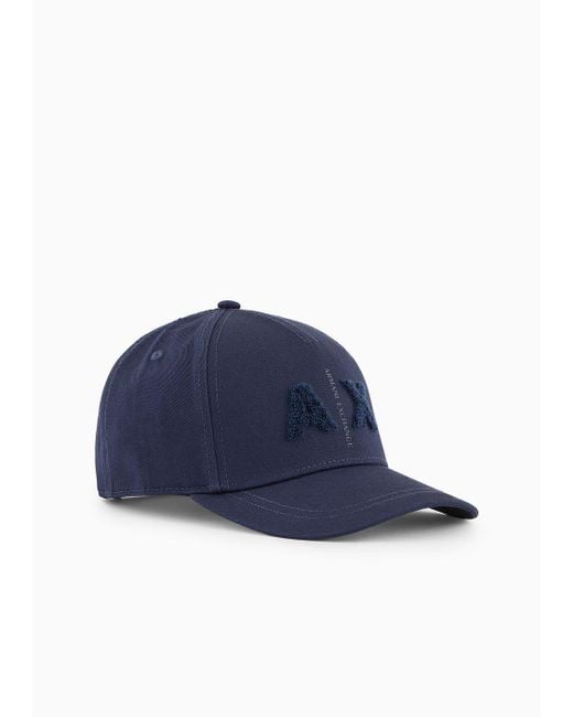 Armani Exchange Blue Hat With Visor With Maxi Logo for men
