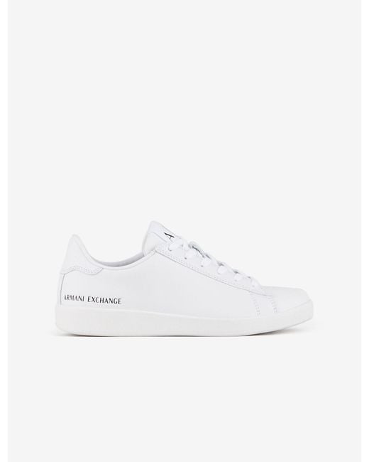 Armani Exchange Leather Sneakers in White - Lyst